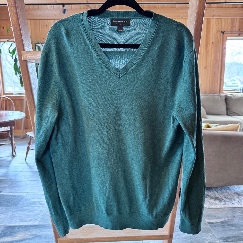 Men's Teal V Neck Sweater